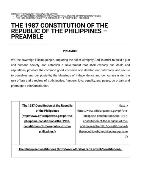 philippine constitution preamble|Official Gazette of the Republic of the Philippines.